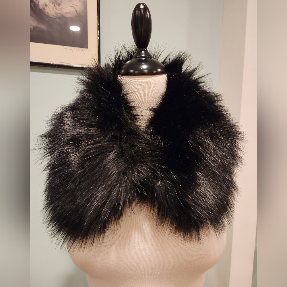 Black Faux Mink Stole